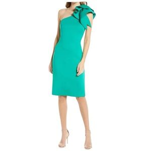 Elegant One-Shoulder Green Dress